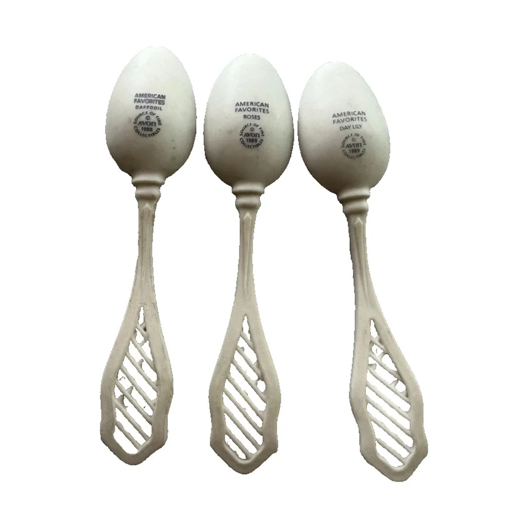 Lot of 3 AVON 1989 American Favorite Flower Porcelain Spoons 5.25